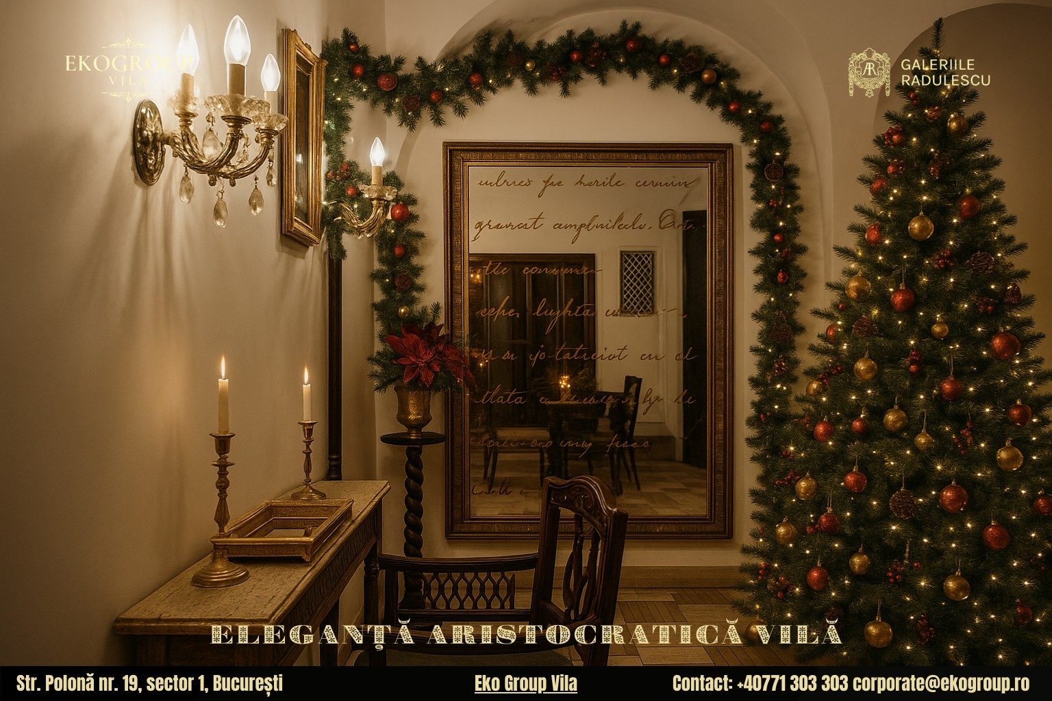 Decoratiuni de Craciun cu aer interbelic: Eleganța nobiliară a Eko Group Vila în expoziția „Crăciunul anilor ’30”